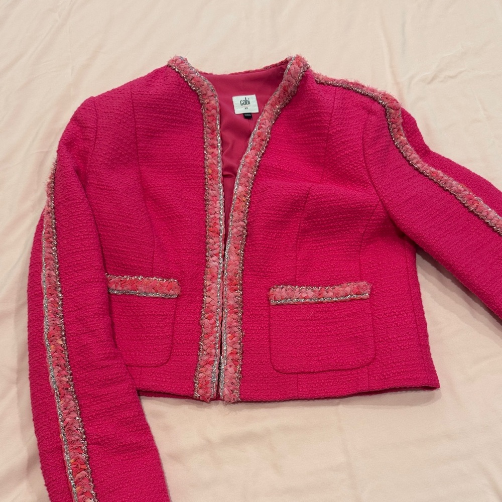 CAbi Vibrant Pink Textured Blazer